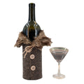 Decorative Wine Bottle Sleeve with Faux Fur Trim