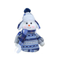 Blue Fabric Snowman Doll - Soft Knitted Winter Décor