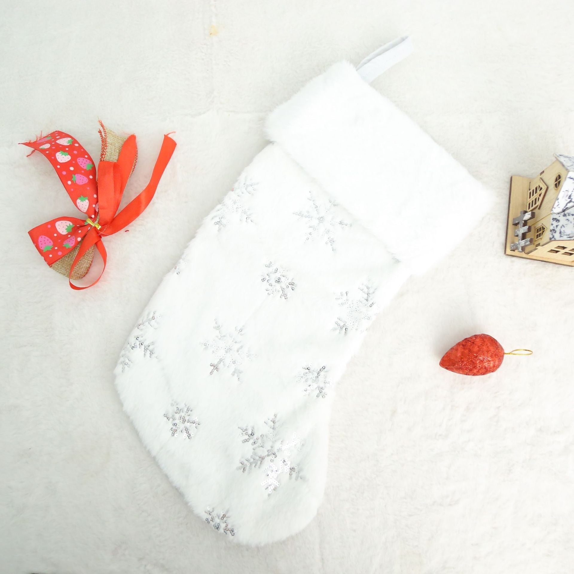 Mini Embroidered Snowflake Stocking Ornament