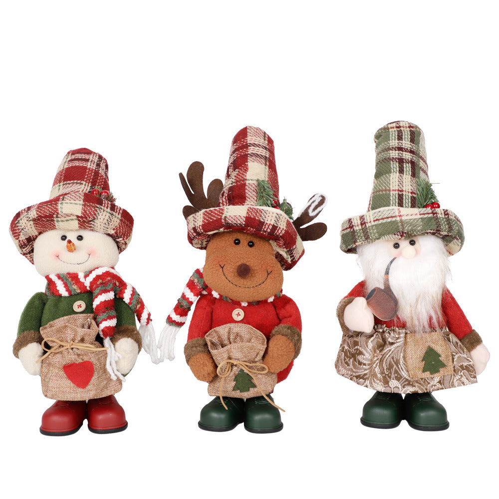 Standing Plush Holiday Dolls - Santa, Reindeer & Snowman