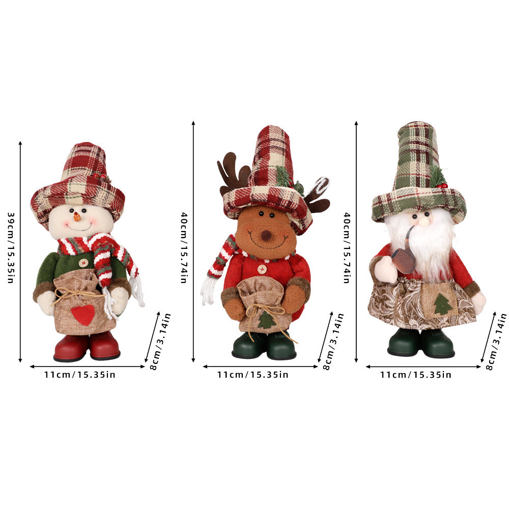 Standing Plush Holiday Dolls - Santa, Reindeer & Snowman